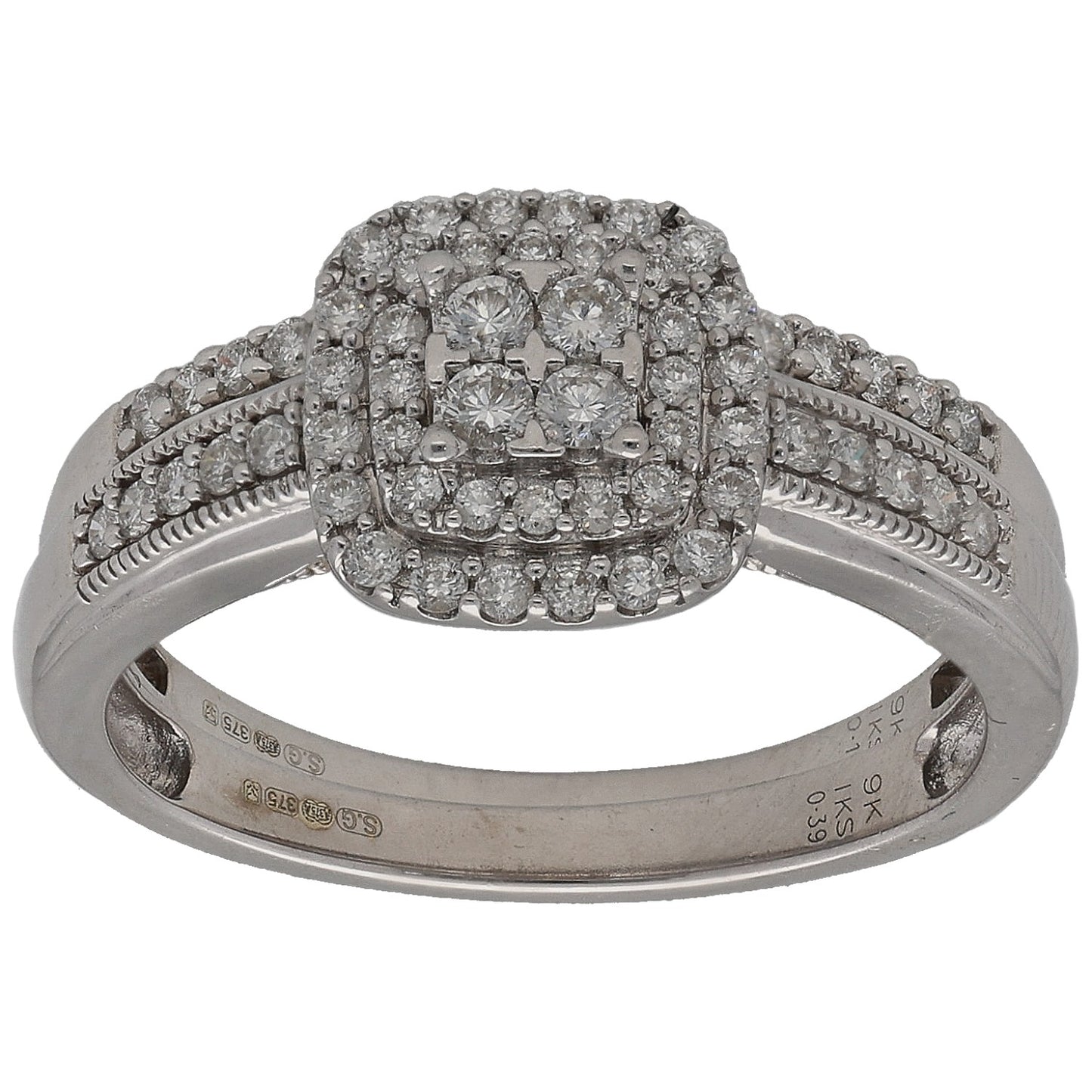 9ct White Gold 0.50ct Diamond Ring Set Size P