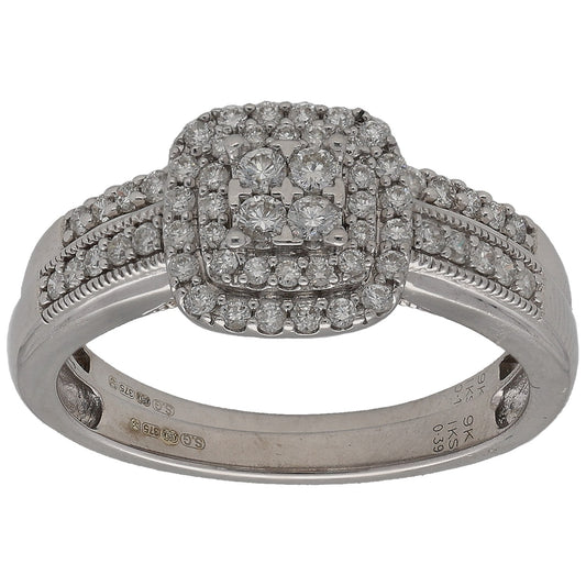 9ct White Gold 0.50ct Diamond Ring Set Size P