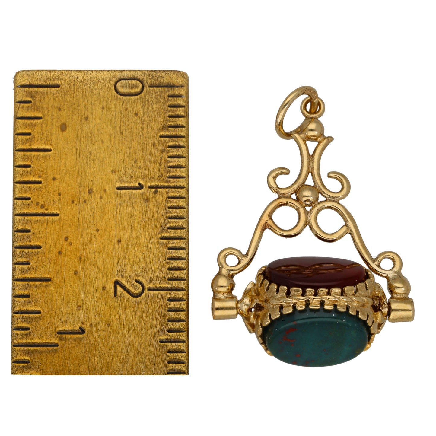 9ct Gold Carnelian, Bloodstone & Onyx Fob Pendant