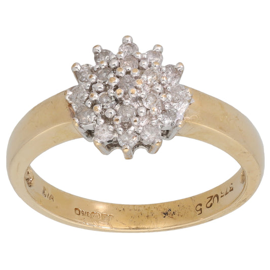 9ct Gold 0.155ct Diamond Cluster Ring Size L