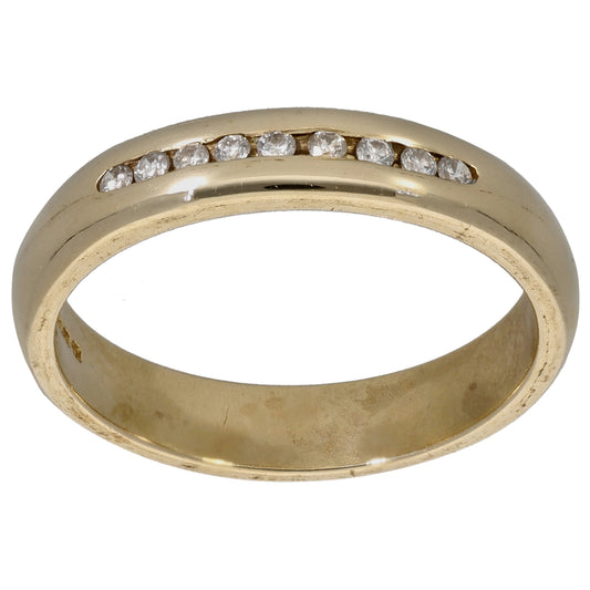 9ct Gold 0.09ct Diamond Half Eternity Ring Size O