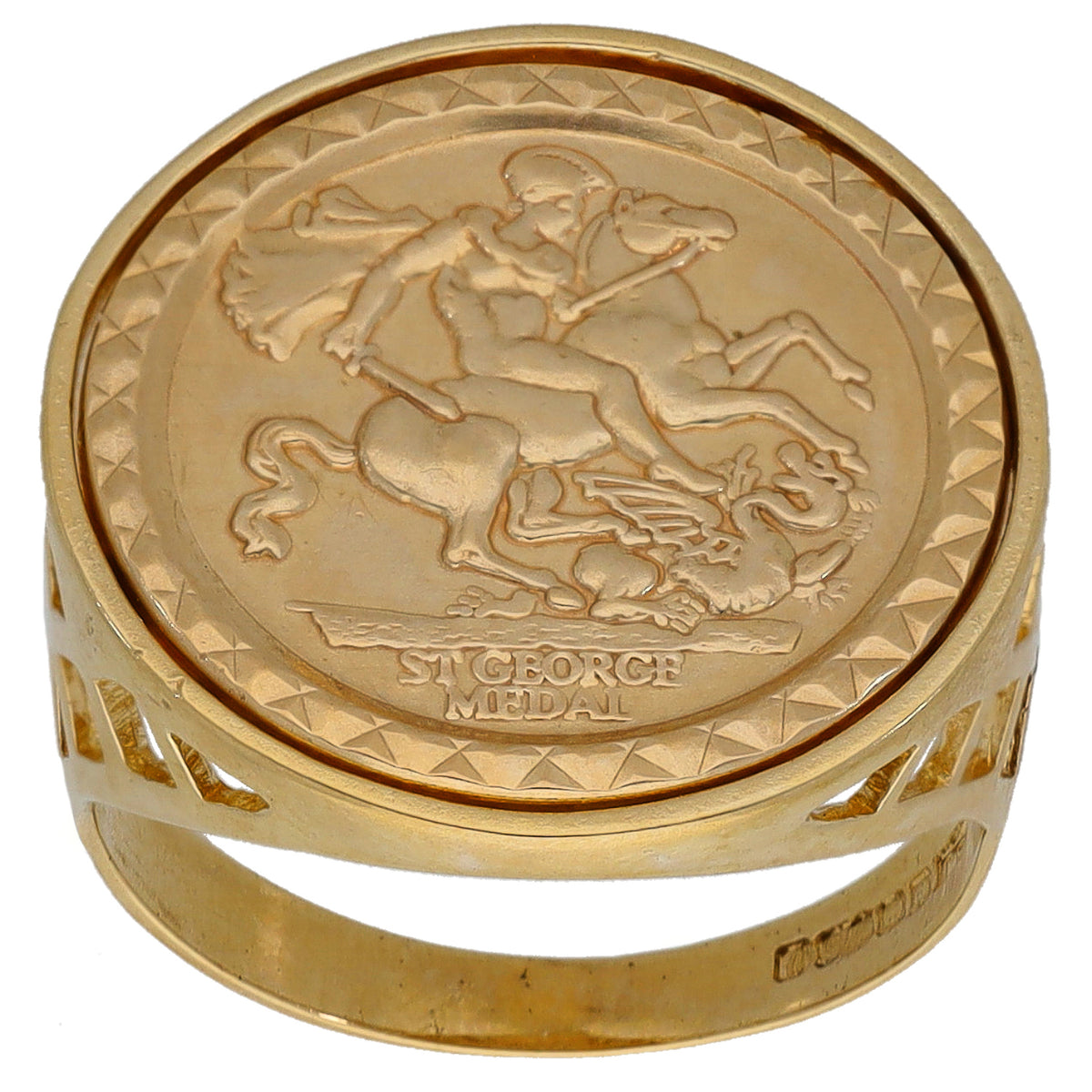 9ct Gold St George Ring Size L