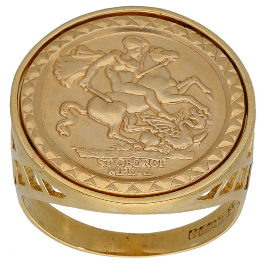 9ct Gold St George Ring Size L