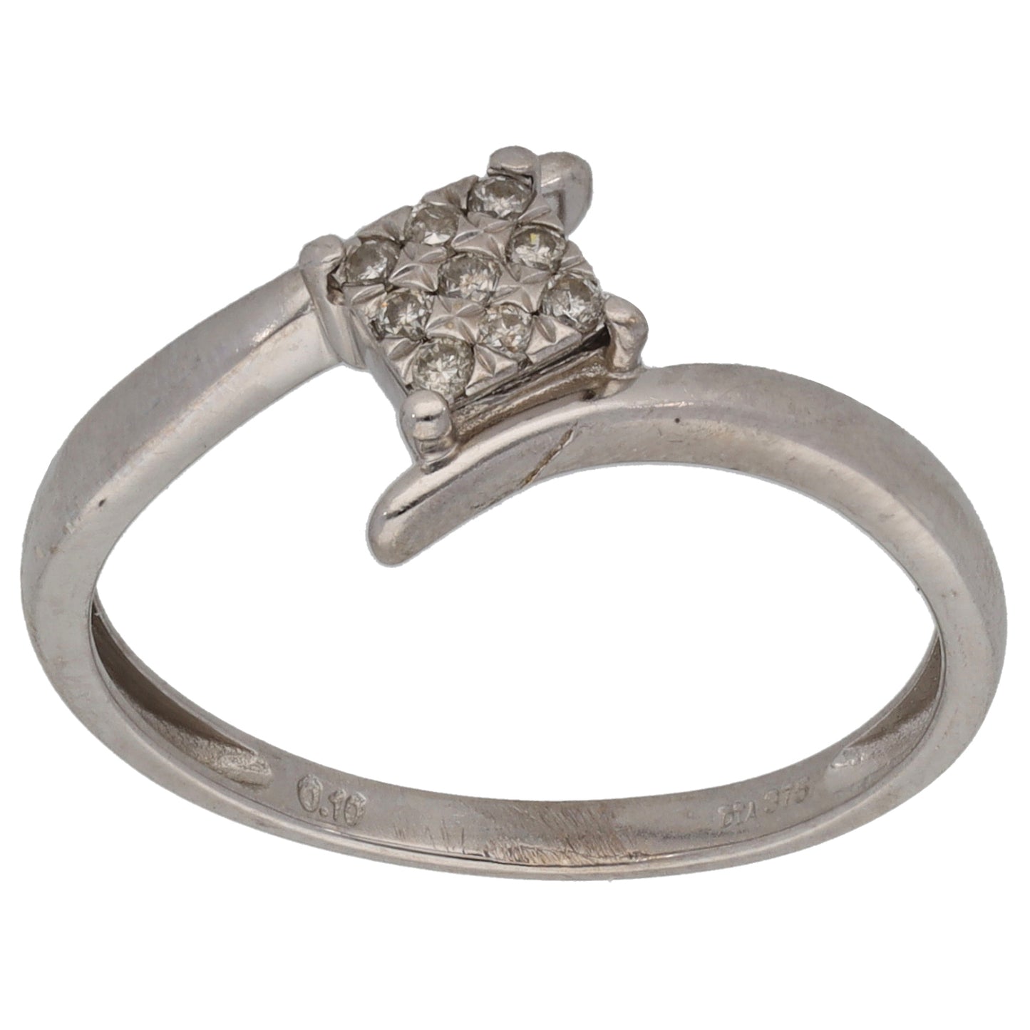 9ct White Gold 0.10ct Diamond Dress/Cocktail Ring Size P