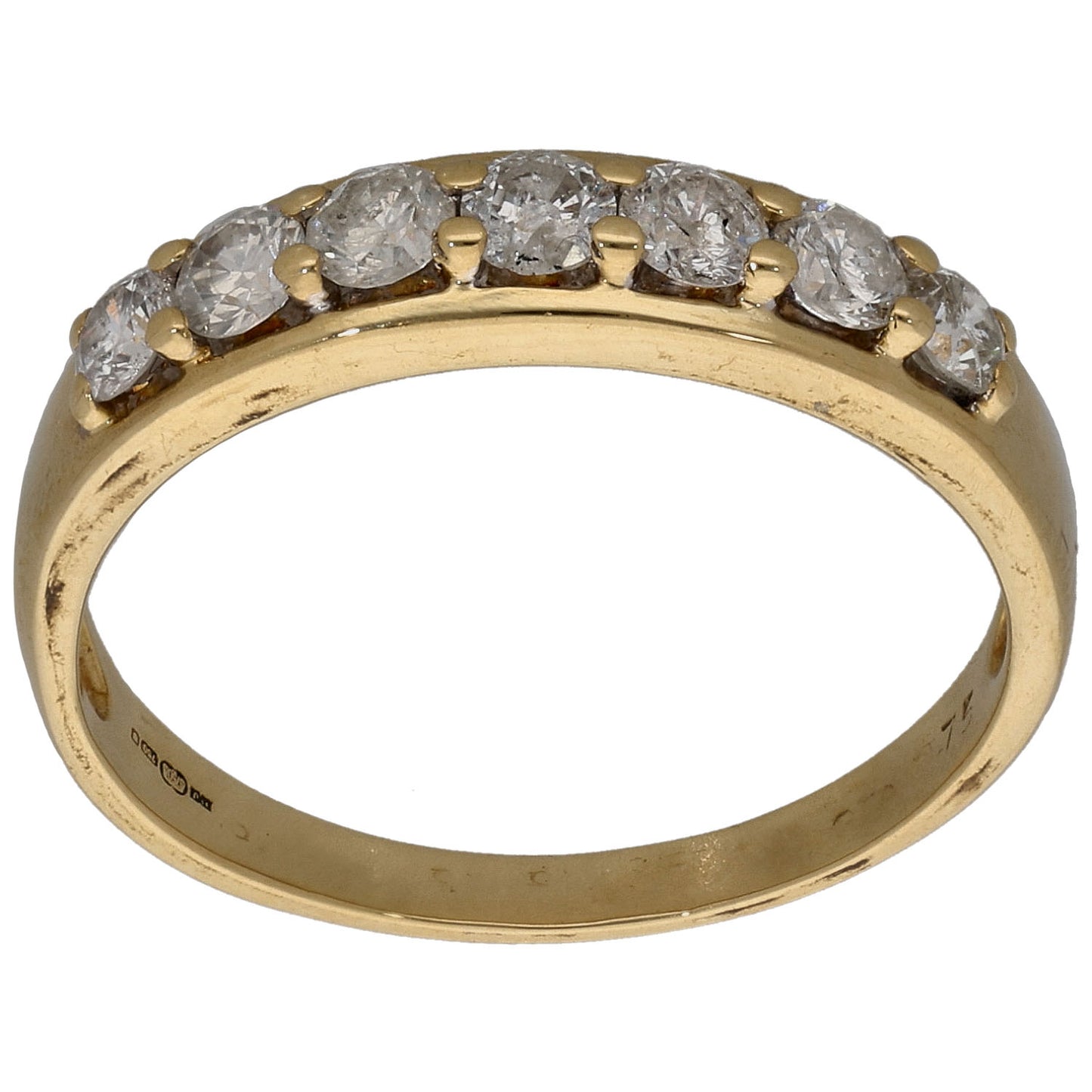 18ct Gold 0.75ct Diamond Half Eternity Ring Size Q