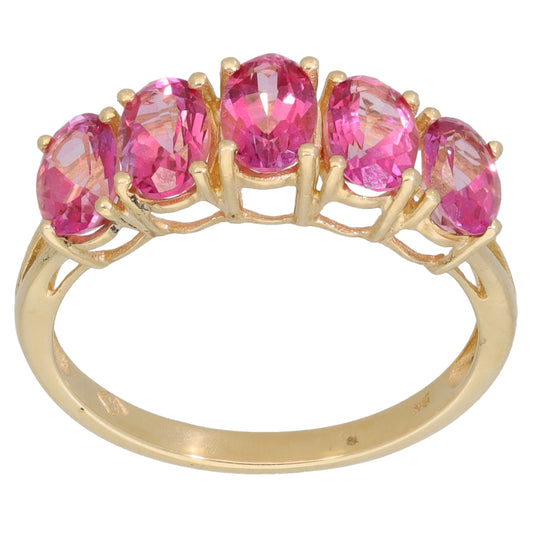 9ct Gold Topaz Half Eternity Ring Size O