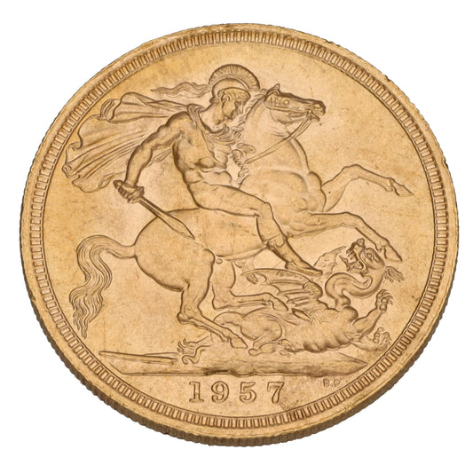 22ct Gold Queen Elizabeth II Full Sovereign Coin 1957