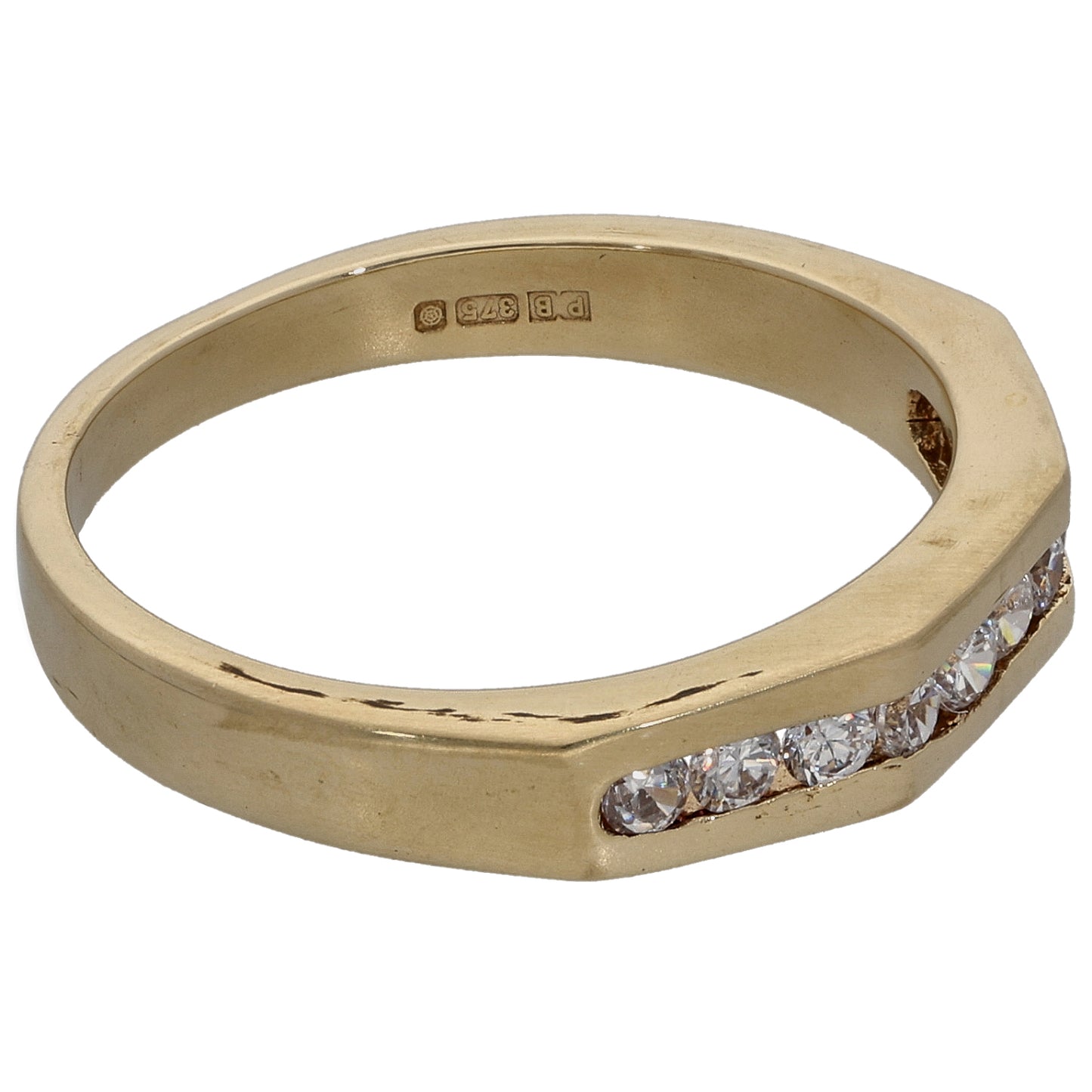 9ct Gold Cubic Zirconia Half Eternity Ring Size P