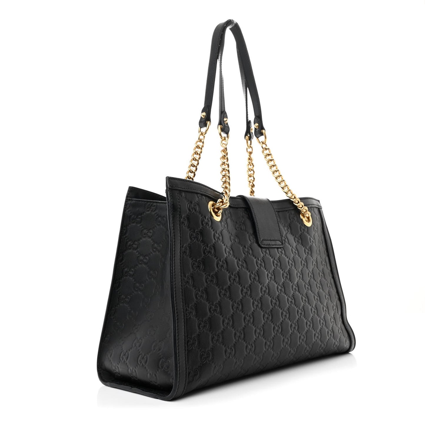 Gucci Padlock Tote Guccissima Leather Bag - Black
