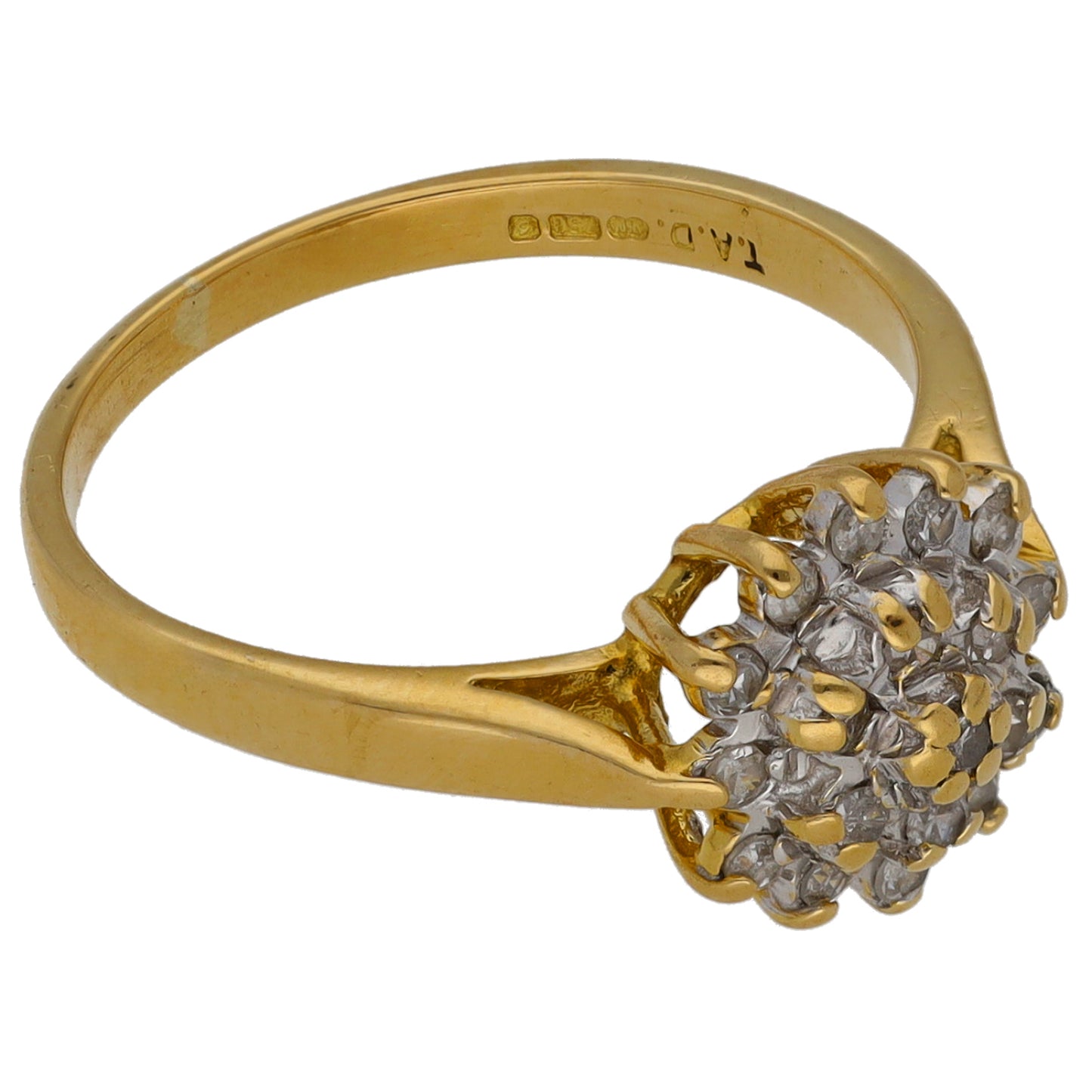 18ct Gold 0.15ct Diamond Cluster Ring Size K