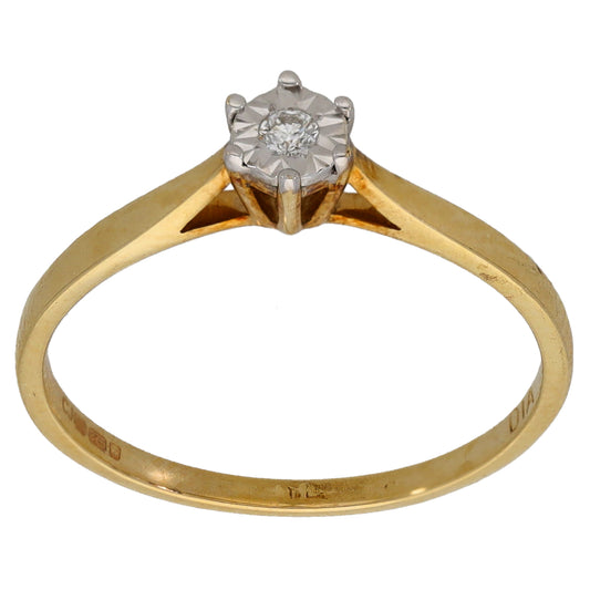 9ct Gold 0.03ct Diamond Solitaire Ring Size N