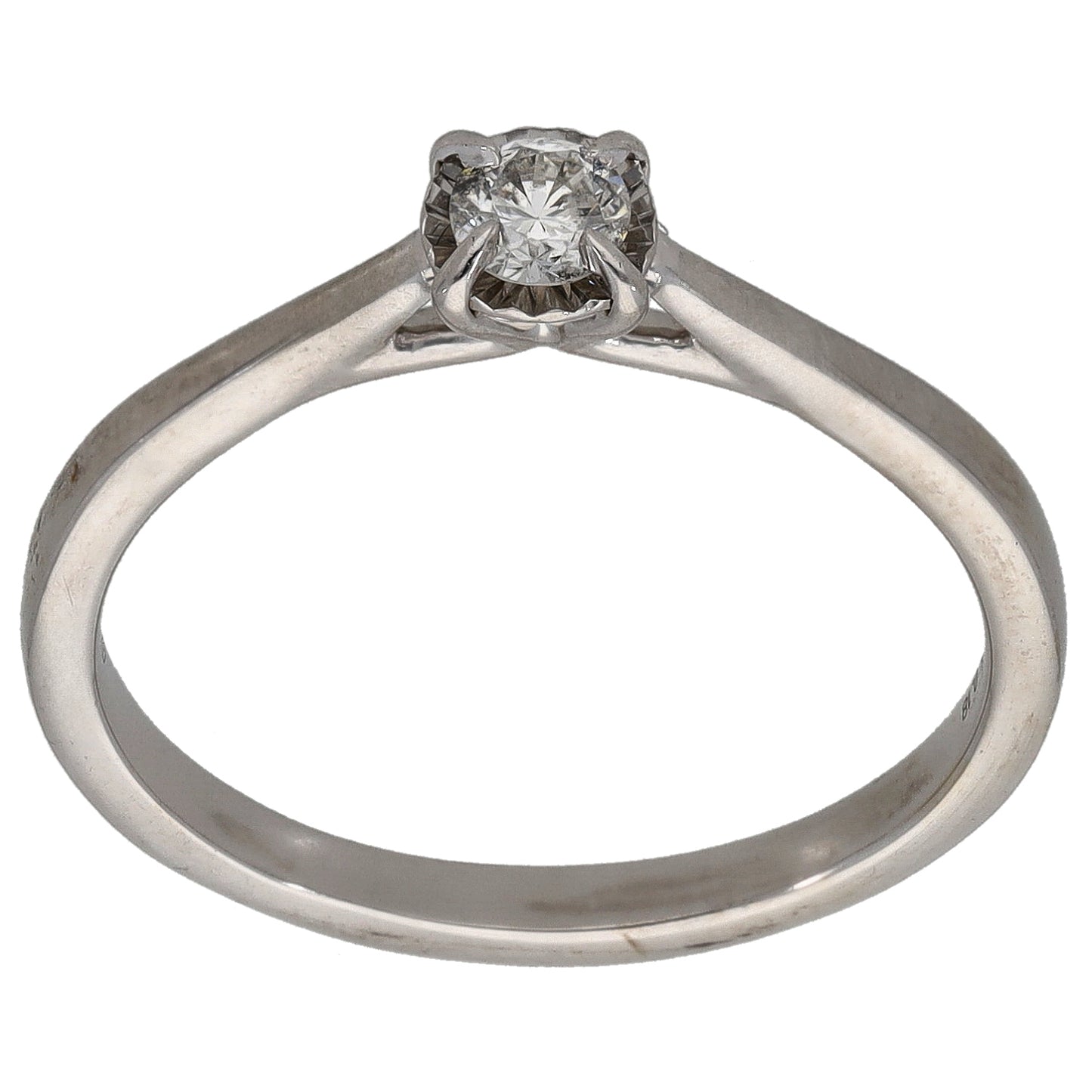9ct White Gold 0.18ct Diamond Solitaire Ring Size P