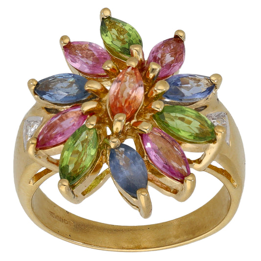 9ct Gold Sapphire & Imitation Gems Dress/Cocktail Ring Size N
