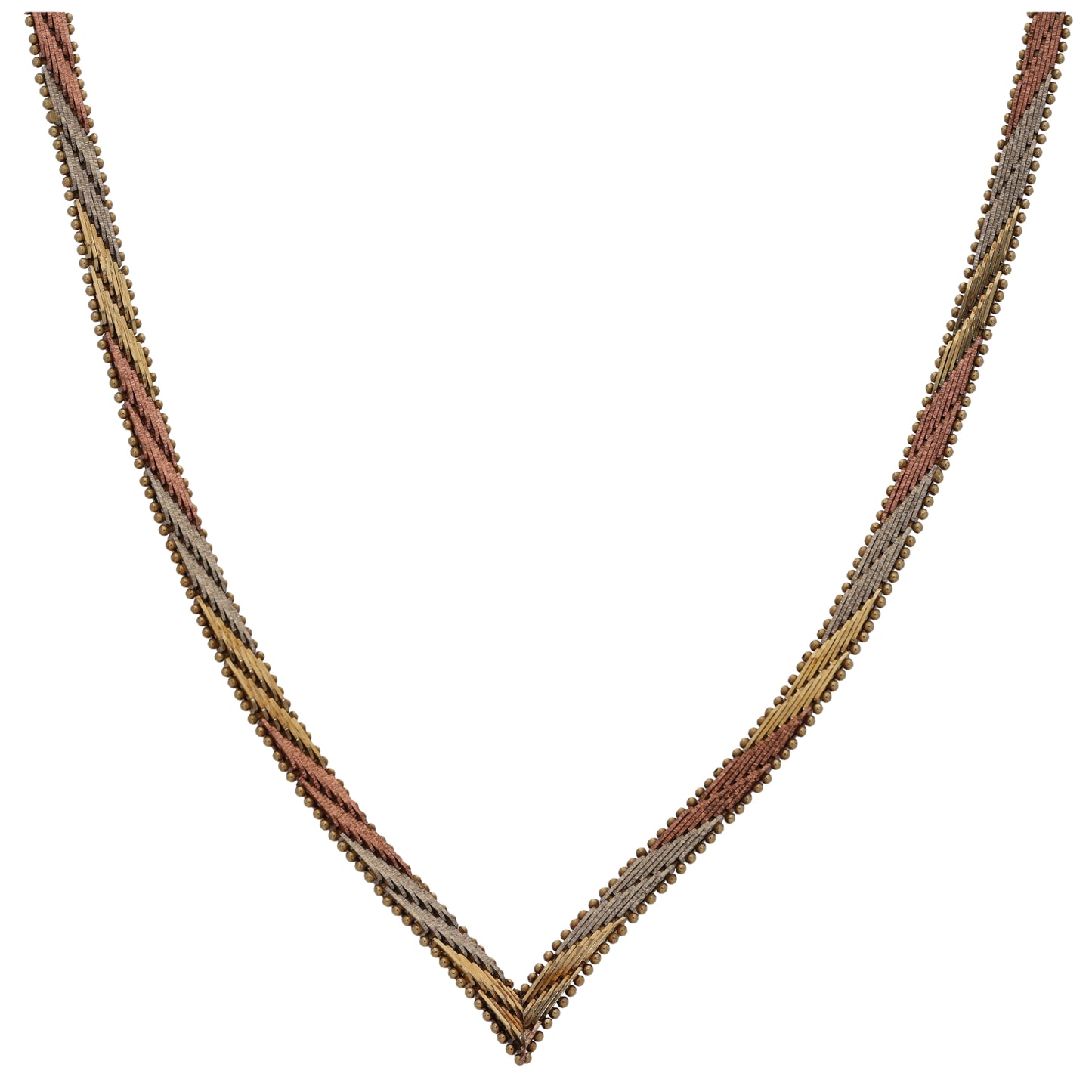 9ct Tri-Colour Gold Fancy Necklace 16"