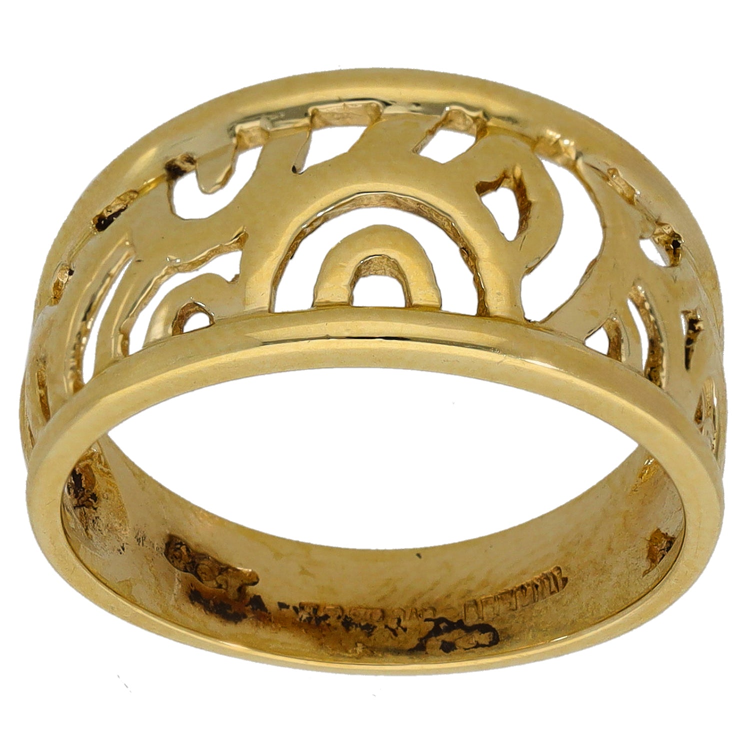 Gold-tone openwork ring with crown-like cutout pattern