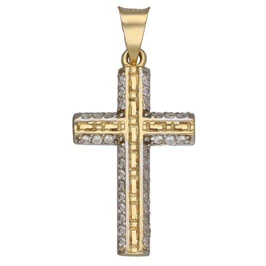 14ct Gold Cubic Zirconia Cross Pendant