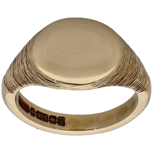 9ct Gold Plain Signet Ring Size R