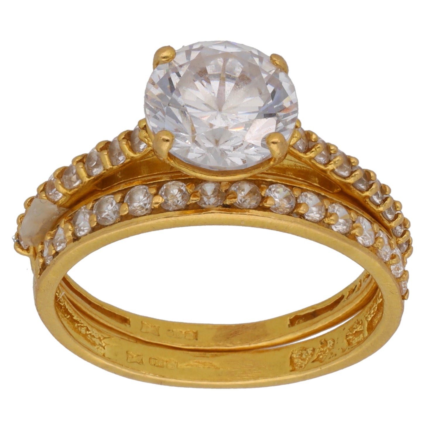 22ct Gold Cubic Zirconia Ring Set Size N