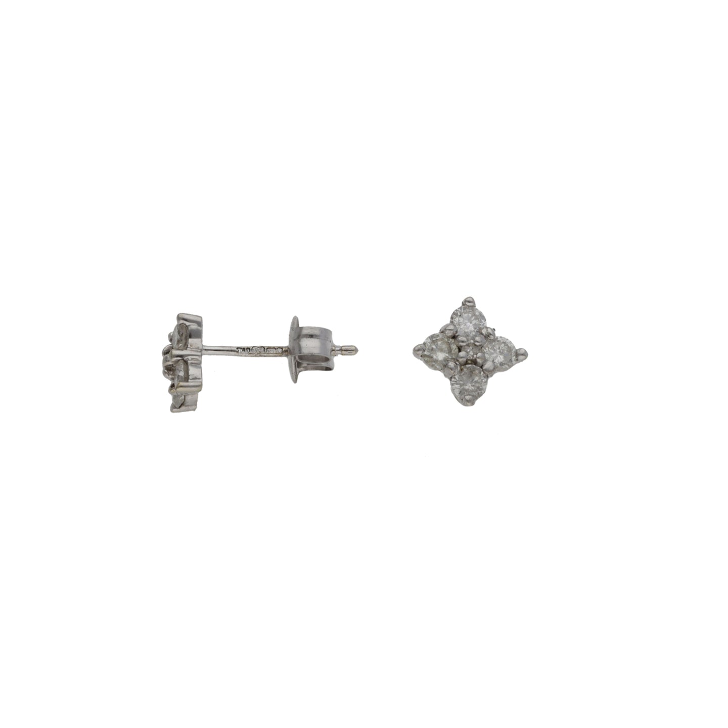 9ct White Gold 0.41ct Diamond Cluster Earrings – H&T