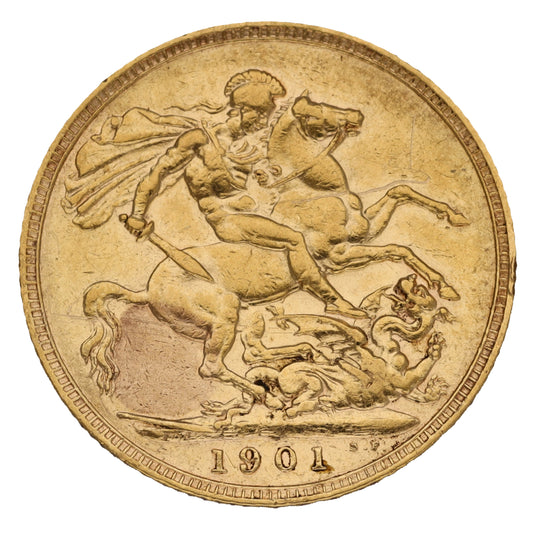 22ct Gold Queen Victoria Full Sovereign Coin 1901