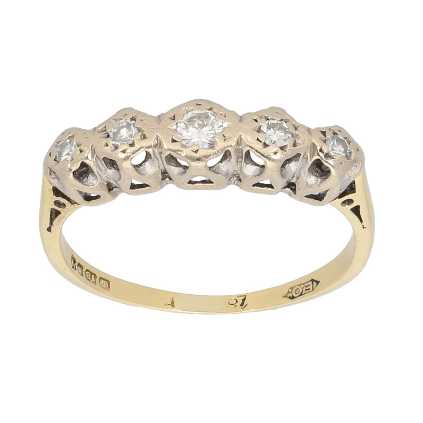 18ct Gold 0.05ct Diamond Half Eternity Ring Size M