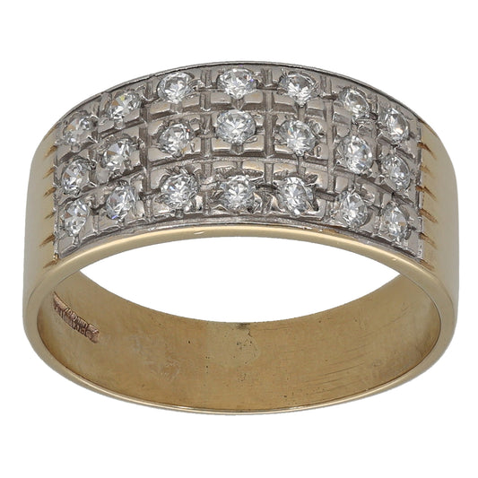 9ct Gold Cubic Zirconia Dress/Cocktail Ring Size P