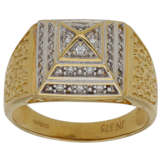 9ct Gold Cubic Zirconia Pyramid Ring Size L