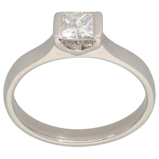 Platinum 0.55ct Diamond Solitaire Ring Size O