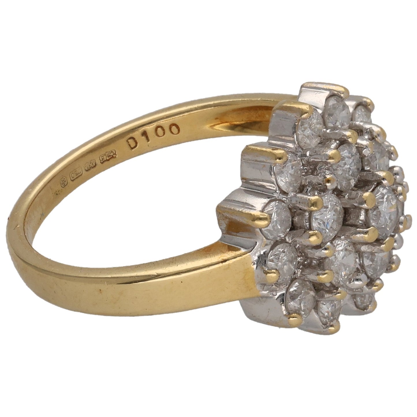 18ct Gold 1.42ct Diamond Cluster Ring Size M
