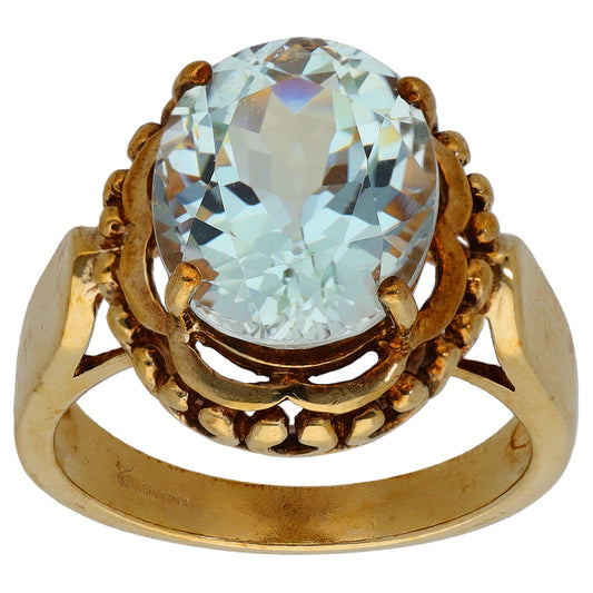 9ct Gold Topaz Single Stone Ring Size N