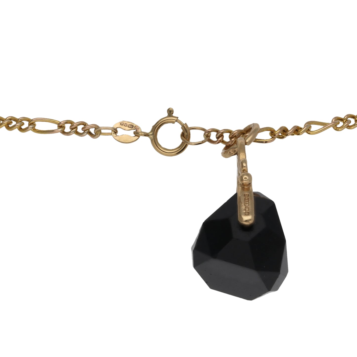 9ct Gold Smoky Quartz Fob Pendant With Chain