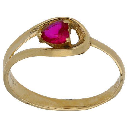14ct Gold Imitation Gem Single Stone Ring Size L
