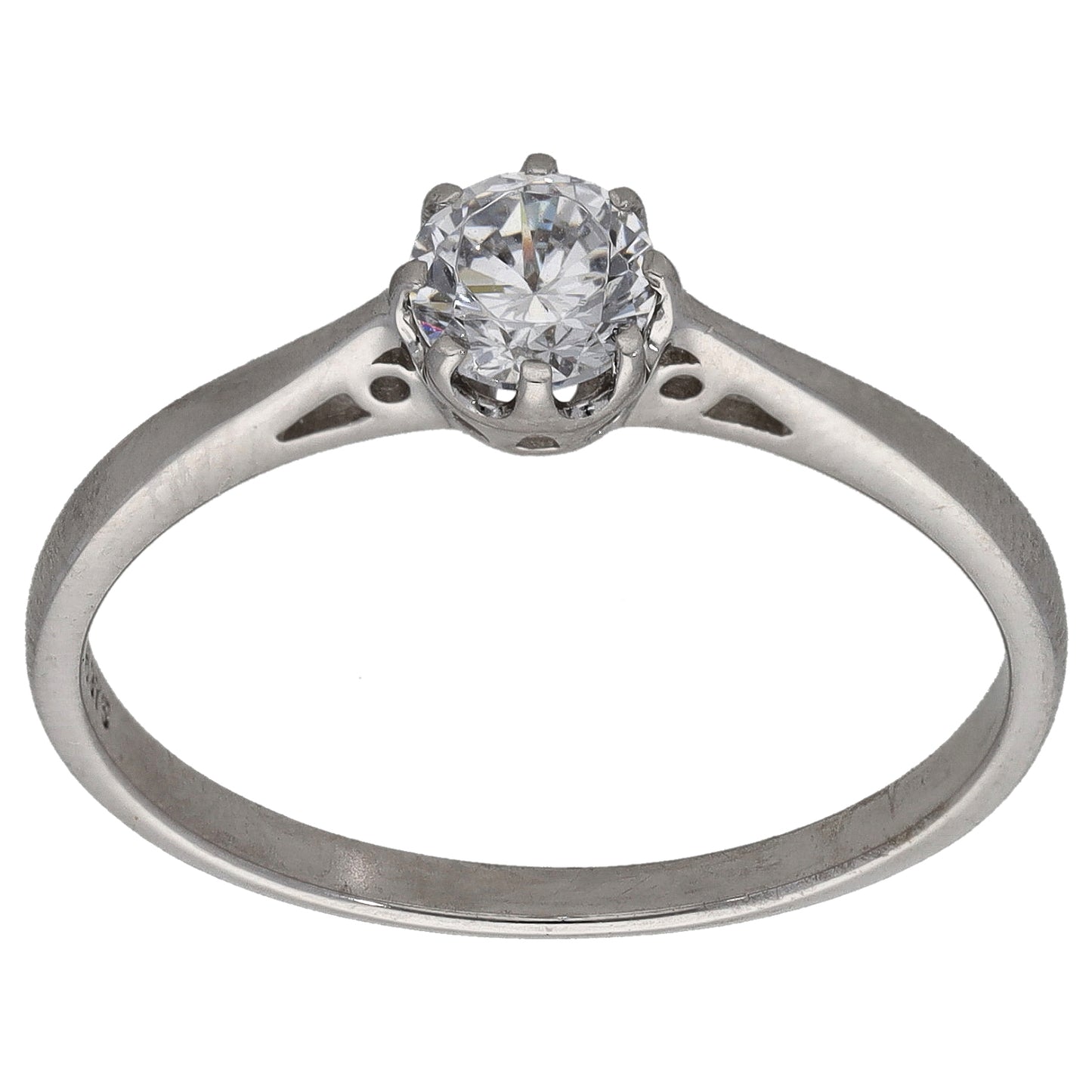 9ct White Gold Cubic Zirconia Single Stone Ring Size R