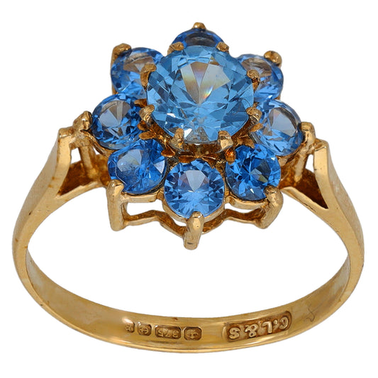 9ct Gold Imitation Gems Dress/Cocktail Ring Size P