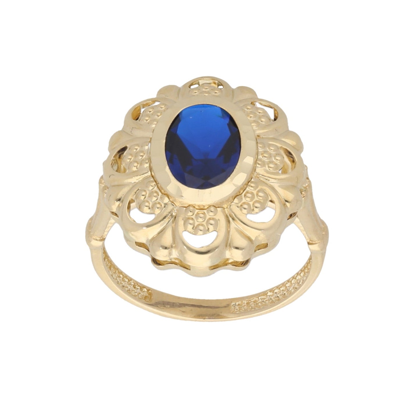 14ct Gold Blue Stone Dress/Cocktail Ring