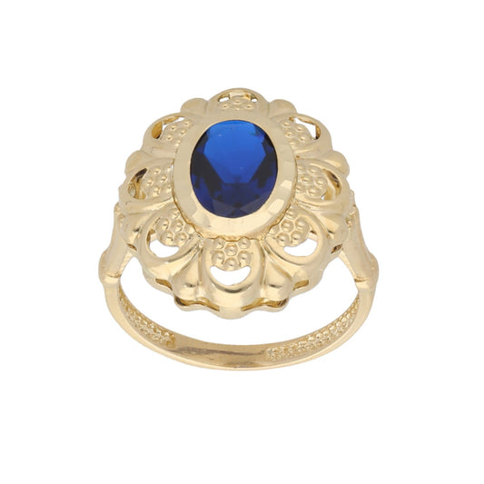 14ct Gold Blue Stone Dress/Cocktail Ring