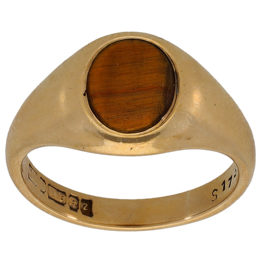 9ct Gold Tiger's Eye Signet Ring Size N