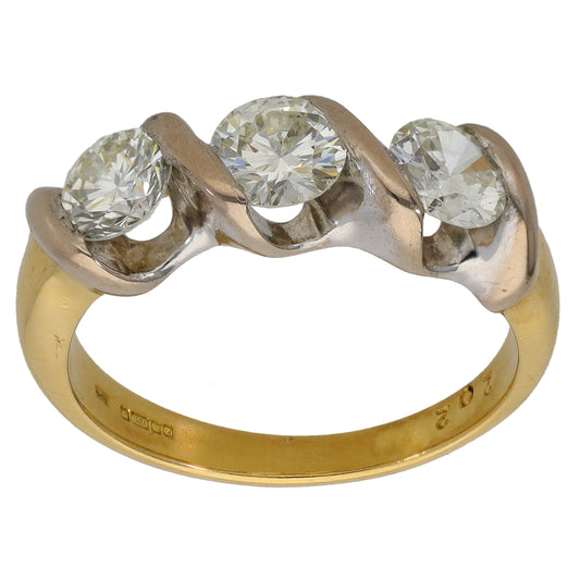 18ct Gold 2.02ct Diamond Trilogy Ring Size T