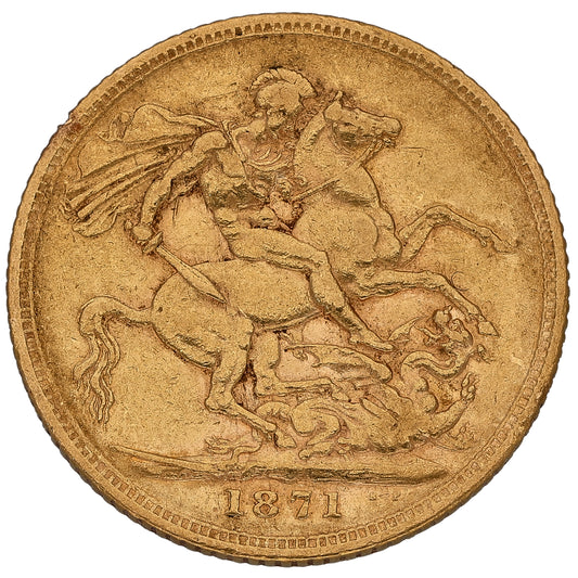 22ct Gold Queen Victoria Full Sovereign Coin 1871
