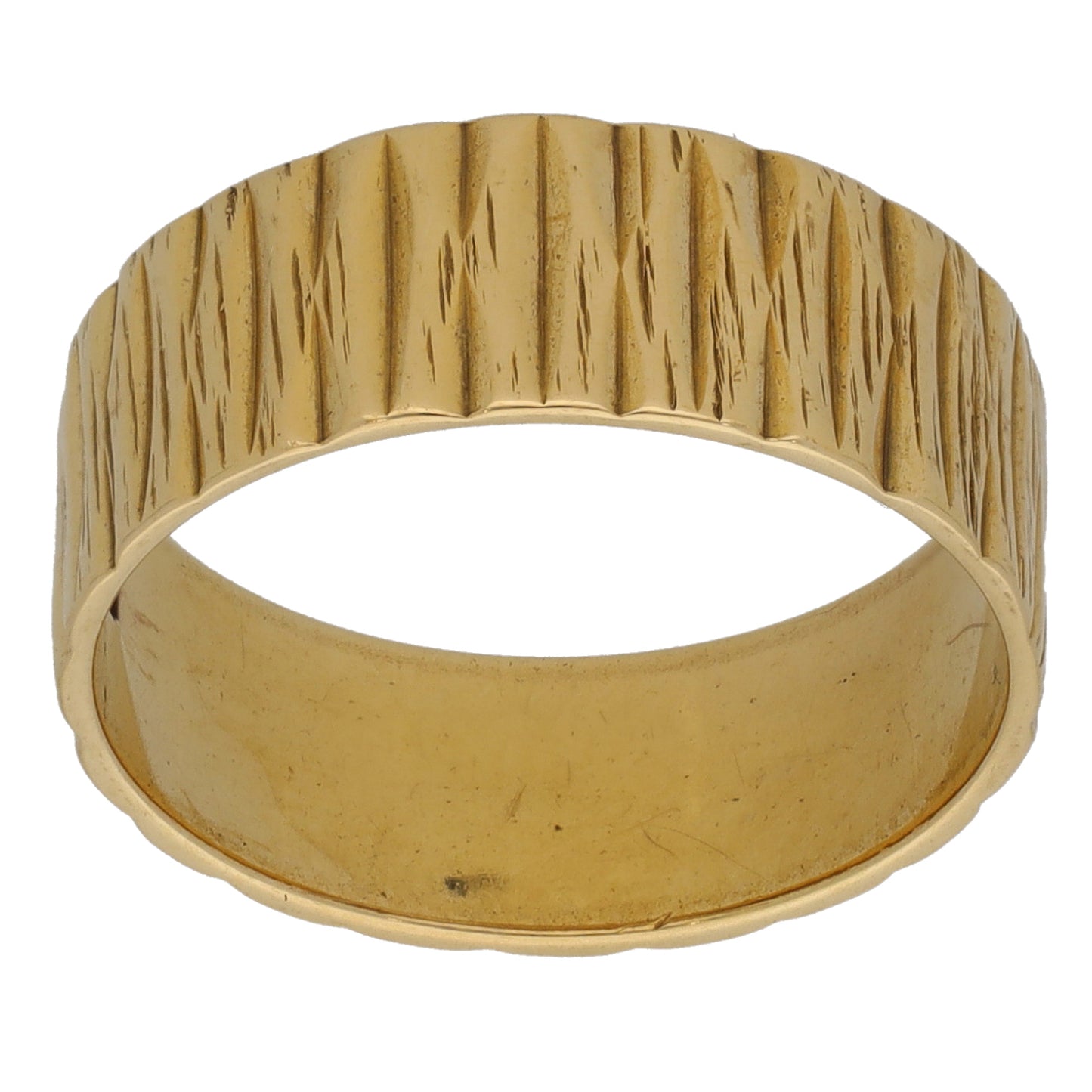 18ct Gold Patterned Wedding Ring Size M