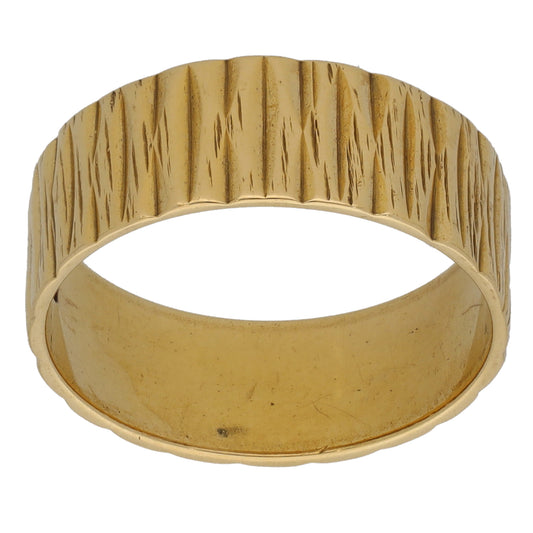 18ct Gold Patterned Wedding Ring Size M