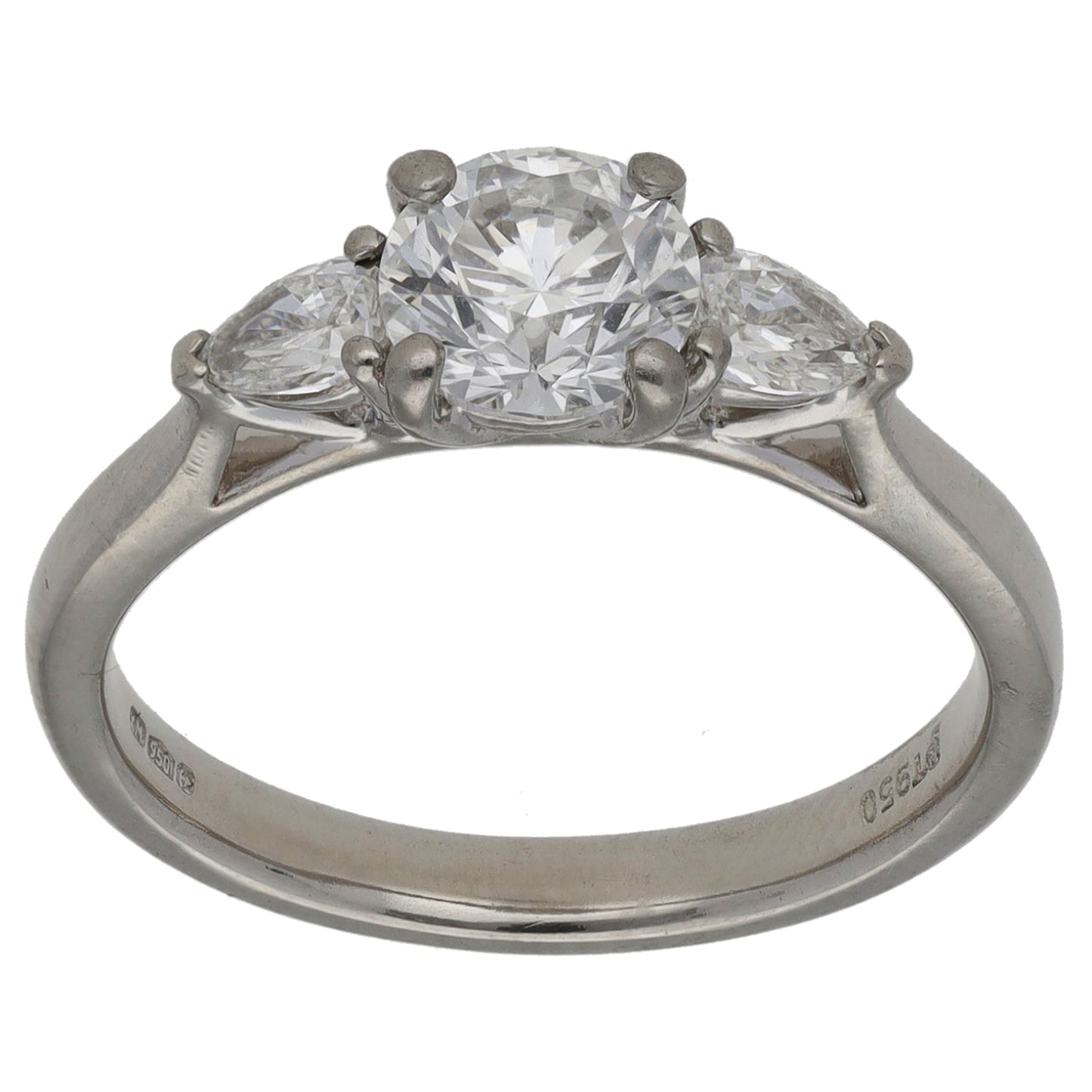 Platinum 1.05ct Diamond Trilogy Ring Size L
