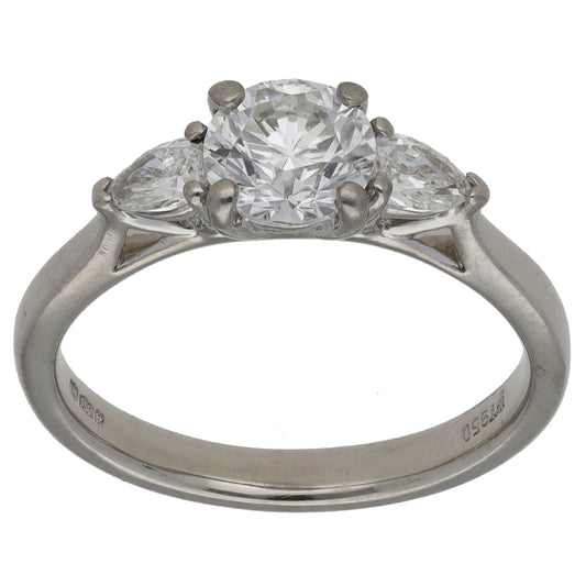 Platinum 1.05ct Diamond Trilogy Ring Size L