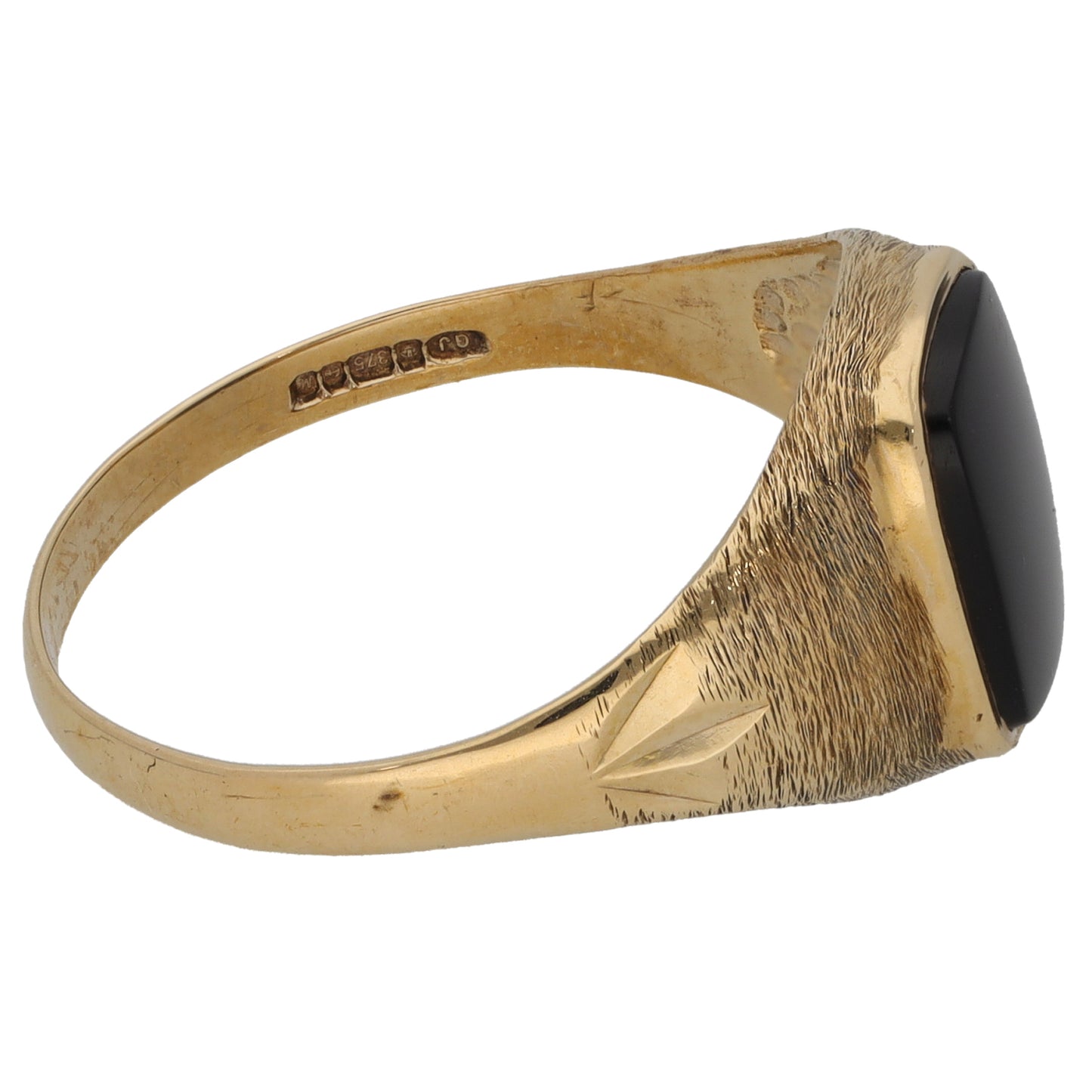 9ct Gold Onyx Single Stone Signet Ring Size U