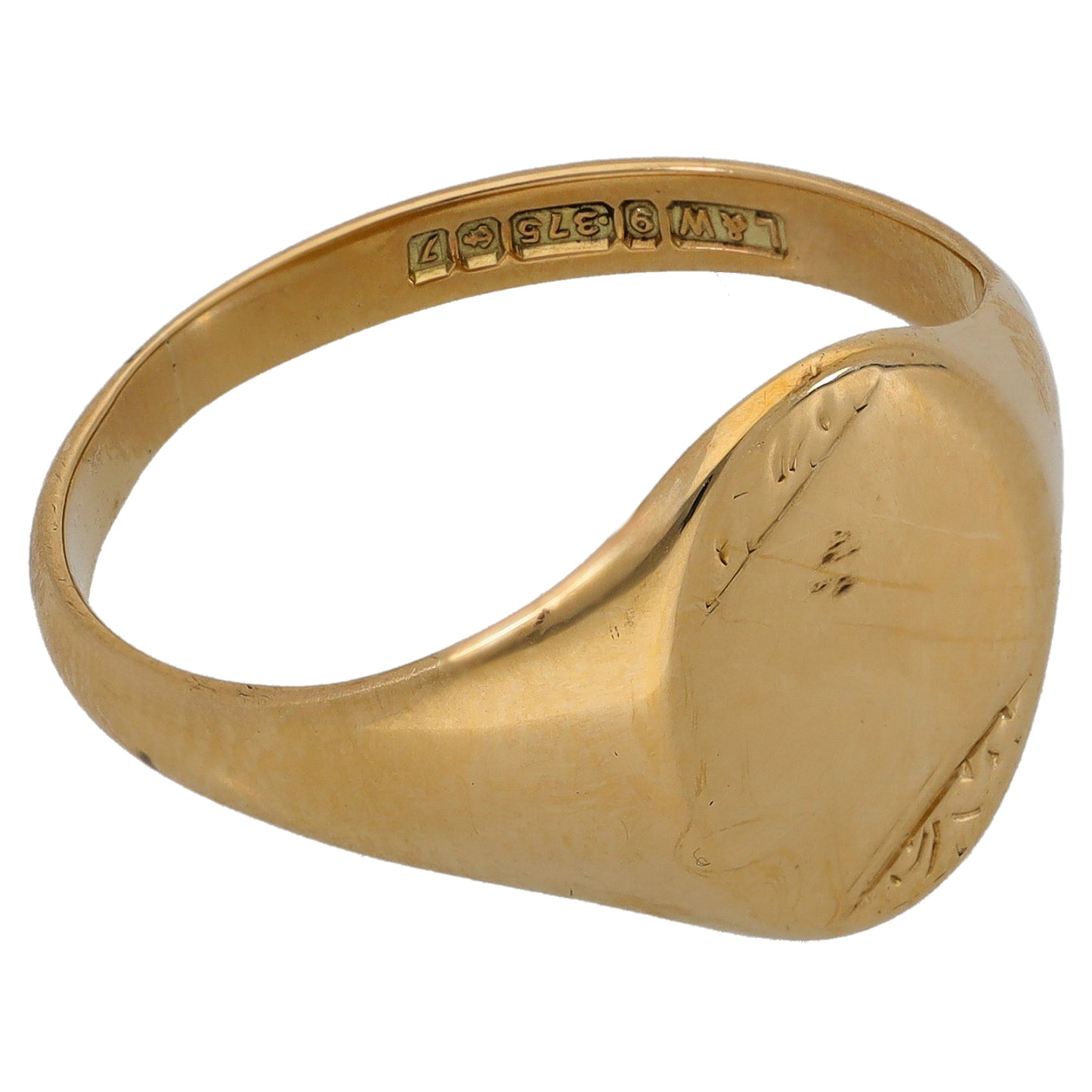 9ct Gold Patterned Signet Ring Size V