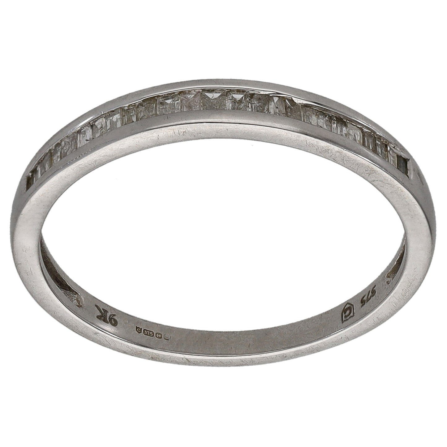 9ct White Gold 0.25ct Diamond Half Eternity Ring Size P