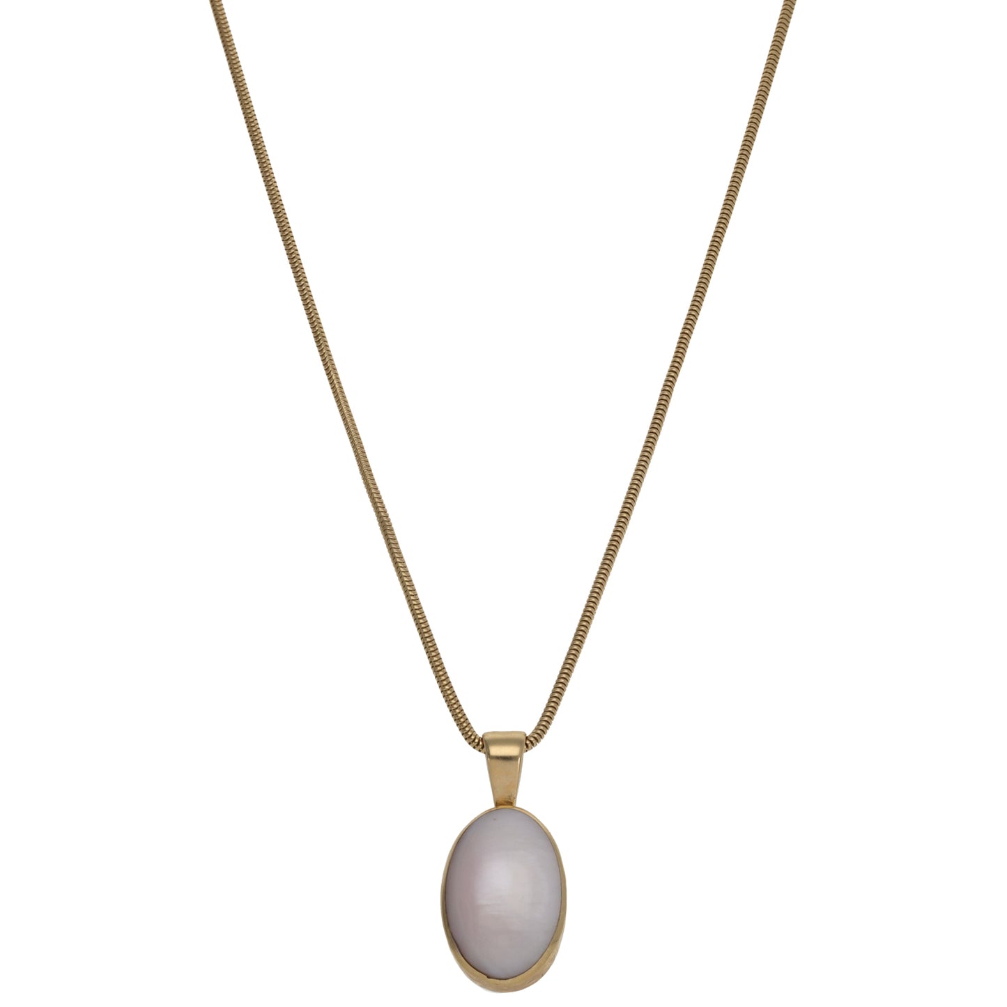 9ct Gold Mother Of Pearl Single Stone Pendant With Chain