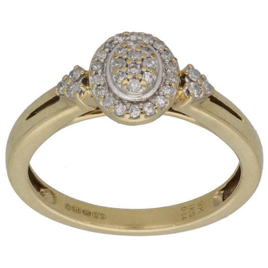 9ct Gold 0.14ct Diamond Cluster Ring Size K