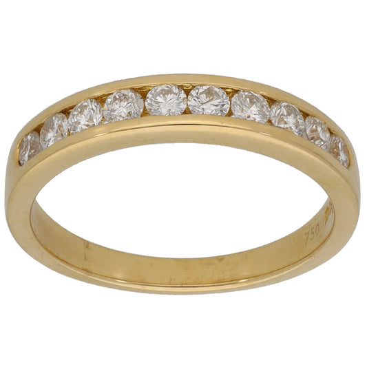 18ct Gold 0.50ct Diamond Half Eternity Ring Size N