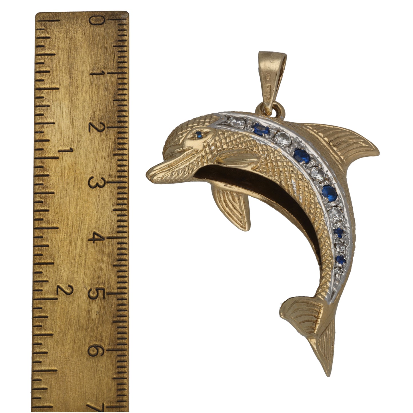 9ct Gold Imitation Gems Dolphin Pendant